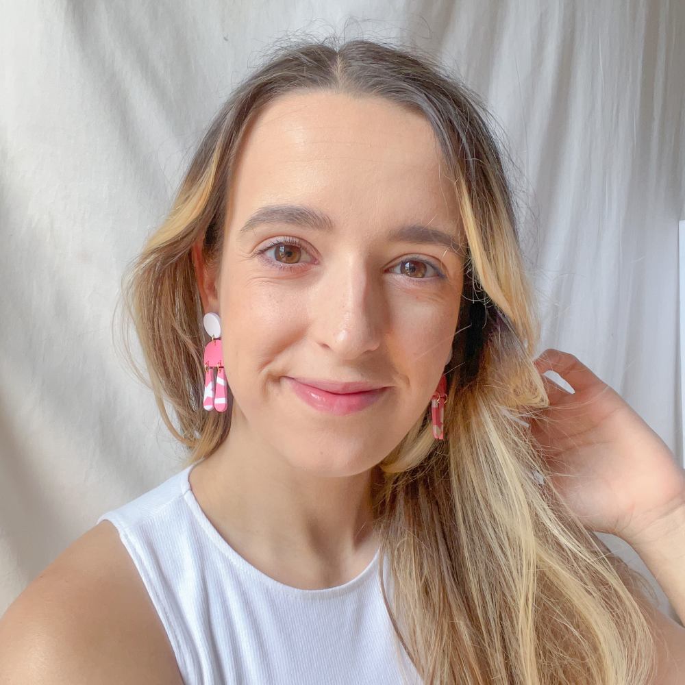 Pendiente rosa y blanco - 2