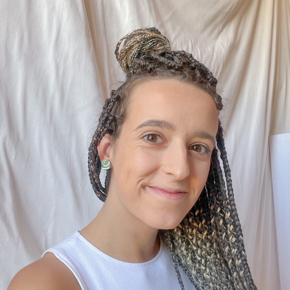 Pendientes circulares verdes con lineas blancas (2)